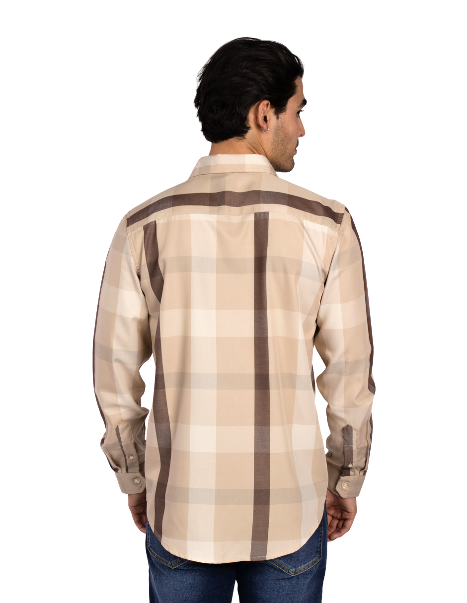 Camisas Para Hombre Bambú Manga Larga B51338 Kaki