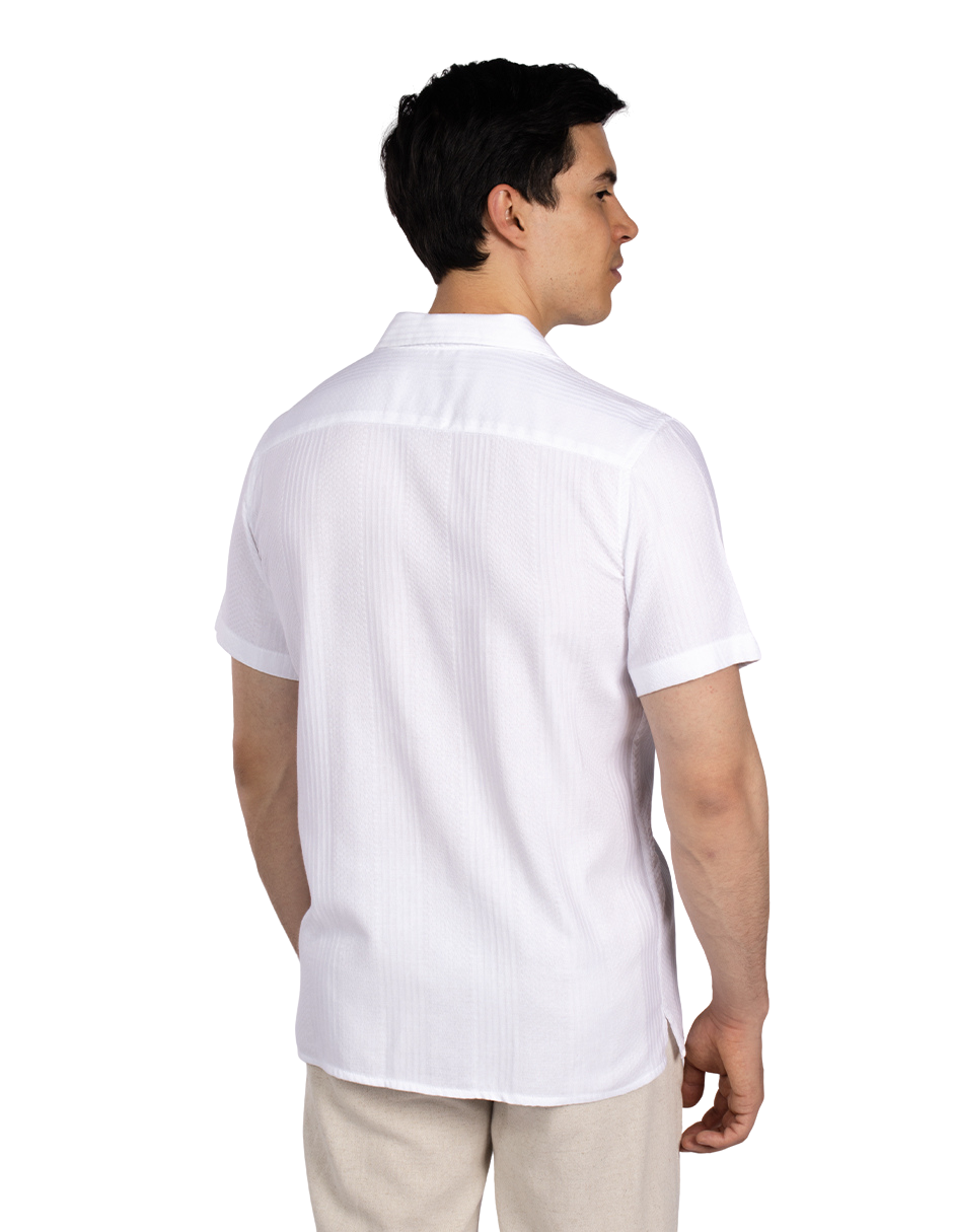 Camisas Para Hombre Jacquard Relaxed Fit B51363 Blanco