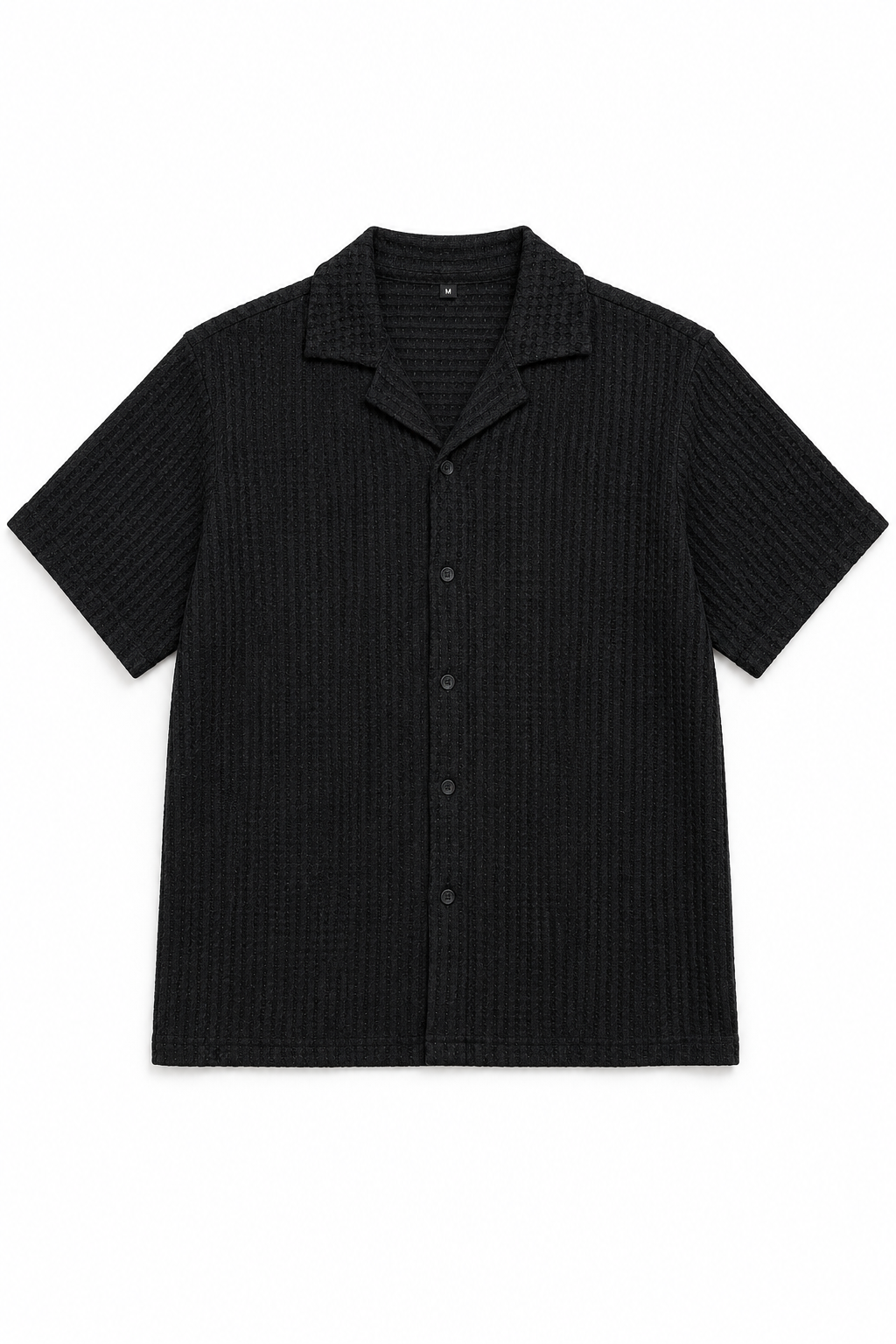 Camisas Para Hombre Manga Corta Crochet Tejida B65454 Negro