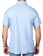 Camisas Para Hombre Estilo Lino Liso B51372 Azul