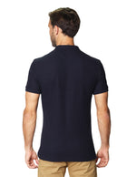 Playeras Polo Para Hombre De Manga Corta Lisa Basica Con Logo Bordado Cuello Mao Slim Fit APCMAB Marino
