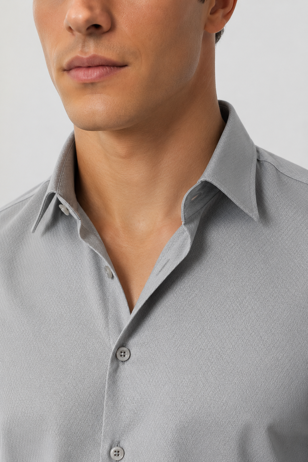Camisas Para Hombre Manga Corta Jacquard B61351 Gris