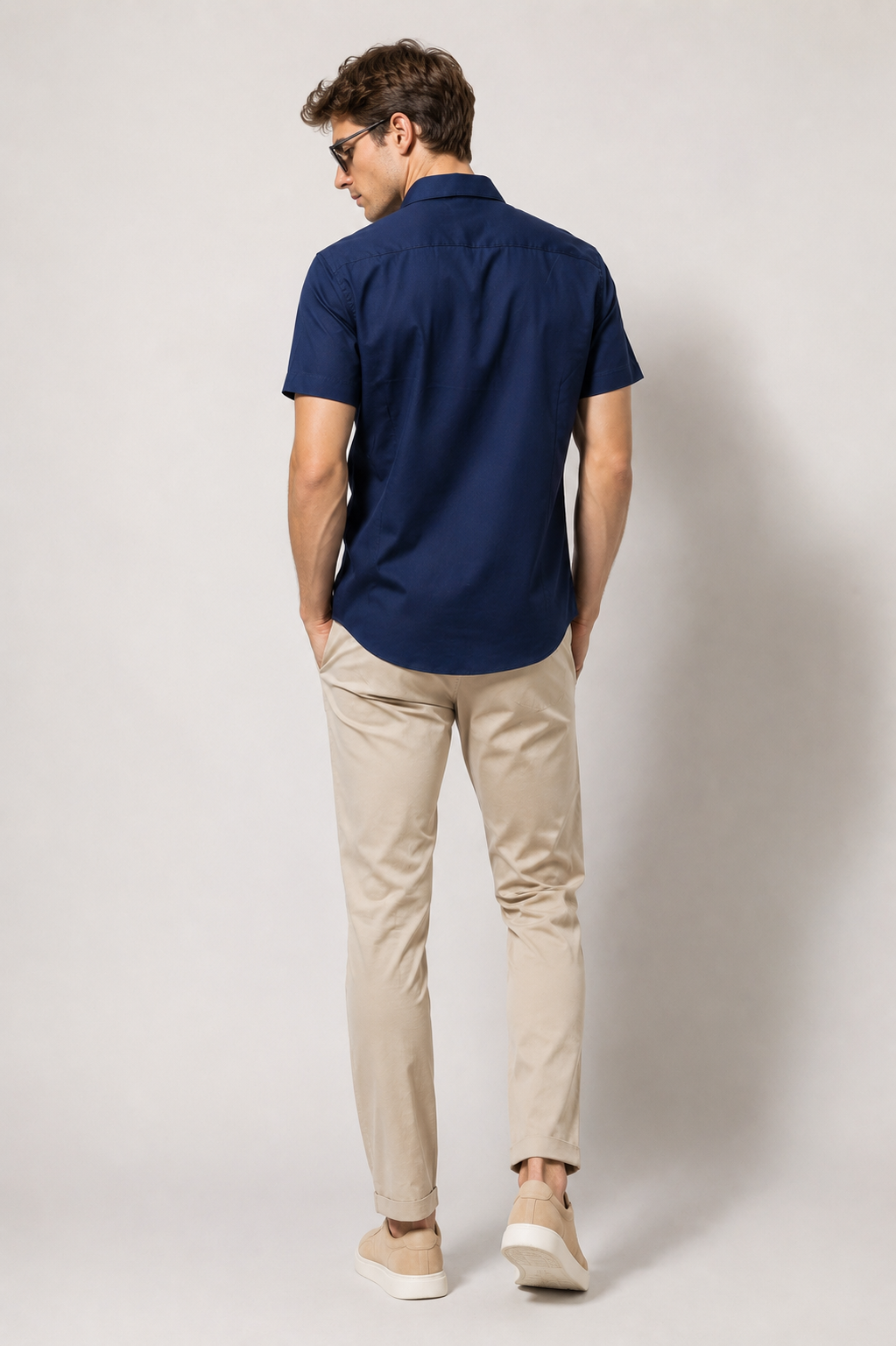 Camisas Para Hombre Manga Corta Jacquard  B61351 Marino