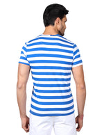 Playeras Para Hombre De Manga Corta Con Estampado De Rayas A41112 Azul