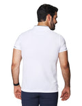 Playeras Polo Para Hombre De Manga Corta Con Detalle En Mangas A41412 Blanco