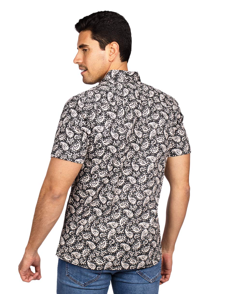 Camisas Para Hombre Estilo Lino B51366 Negro