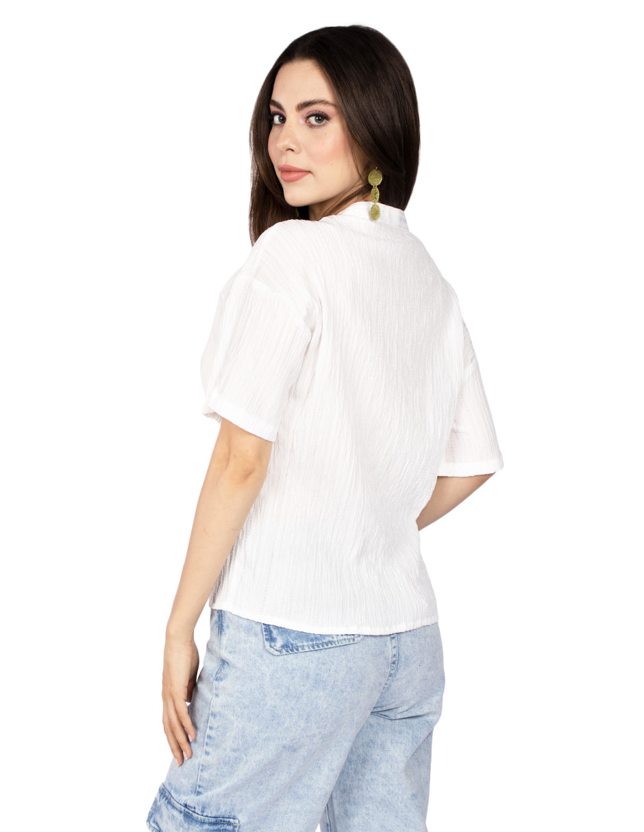Busas Para Mujer Corrugada Con Aletilla N51158 Blanco