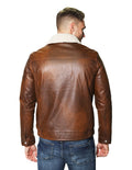 Chamarras para Hombre Tipo Piel Cuello Sherpa D45310 Cafe