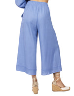 Pantalones Para Mujer Ancho Tipo Lino Con Jareta W51117 Azul