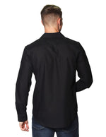 Camisas Para Hombre Manga Larga Mate Textura B45301 Negro