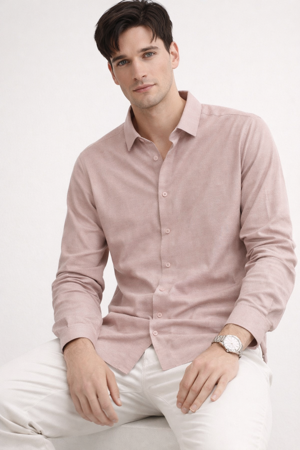 Camisa para Hombre Micropanal Antiarrugas B61403 Rosa
