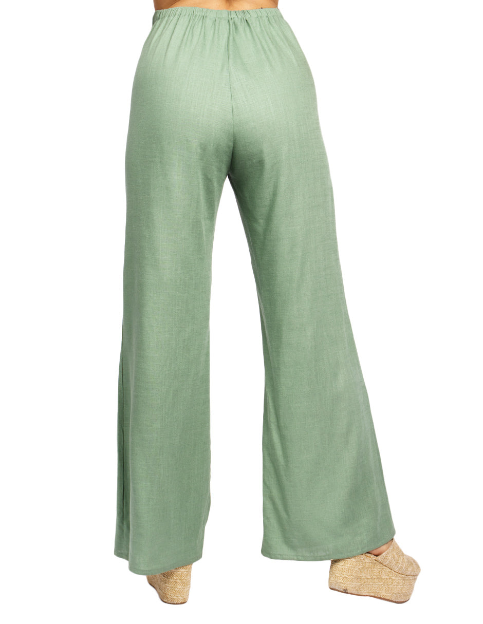 Pantalones Para Mujer Tipo Lino Wide Leg W51116 Sage