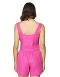 Blusas Para Mujer Bobois Moda Casuales Lisa Corta Tipo Lino De Tirantes Anchos N41153 Rosa