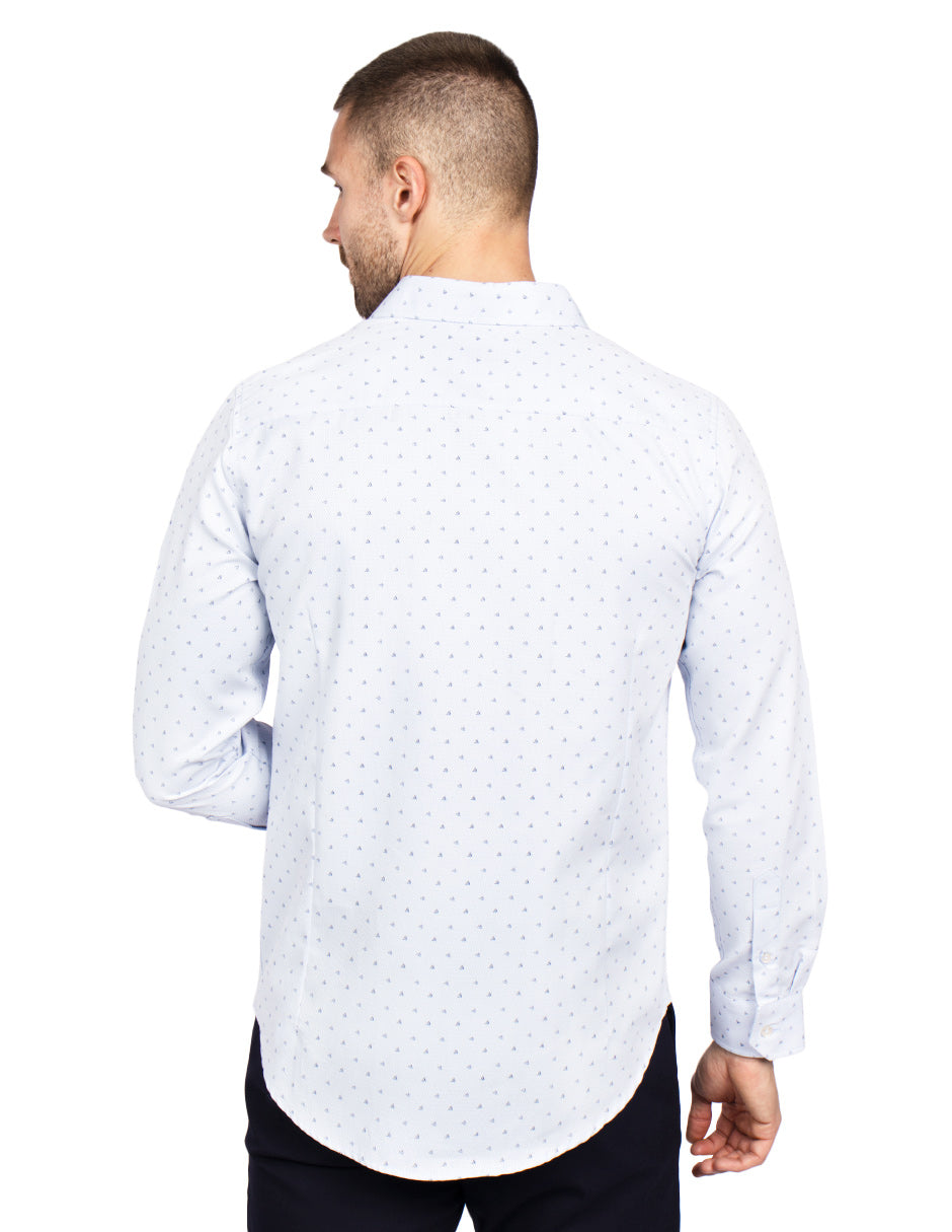 Camisas Para Hombre Slim Fit Microestampado B51317 Cielo