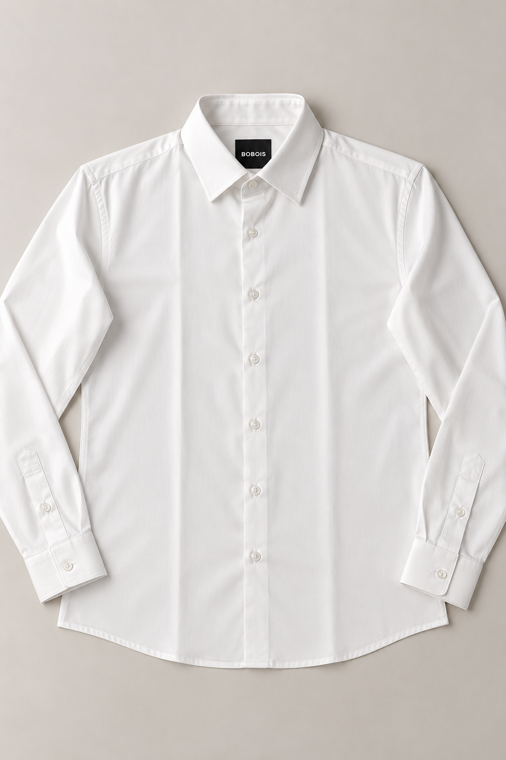 Camisas para Hombre Manga Larga Casual Formal de Tejido Suave B65411 Blanco