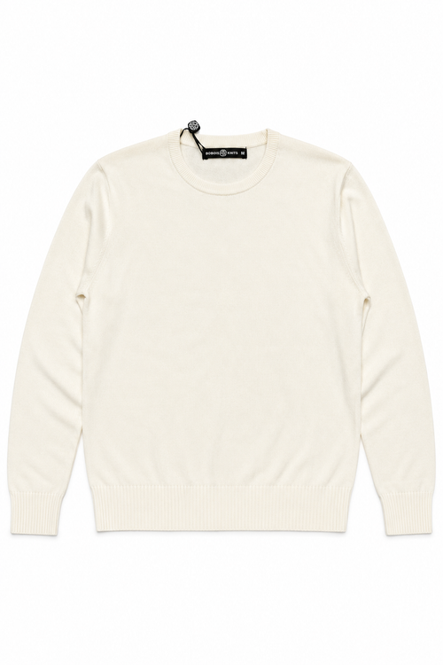 Suéteres Para Hombre Básico de Punto Fino E65301 Hueso