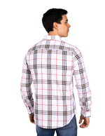 Camisas Para Hombre Manga Larga Cuadros Oxford B51129 Blanco