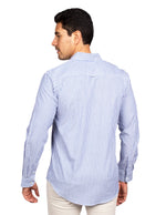 Camisas Para Hombre Manga Larga Rayas B45211 Azul