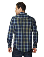 Camisas Para Hombre Manga Larga Cuadros B45123 Marino