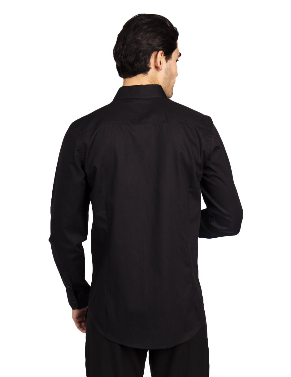 Camisas Para Hombre Slim Fit Textura B51302 Negro