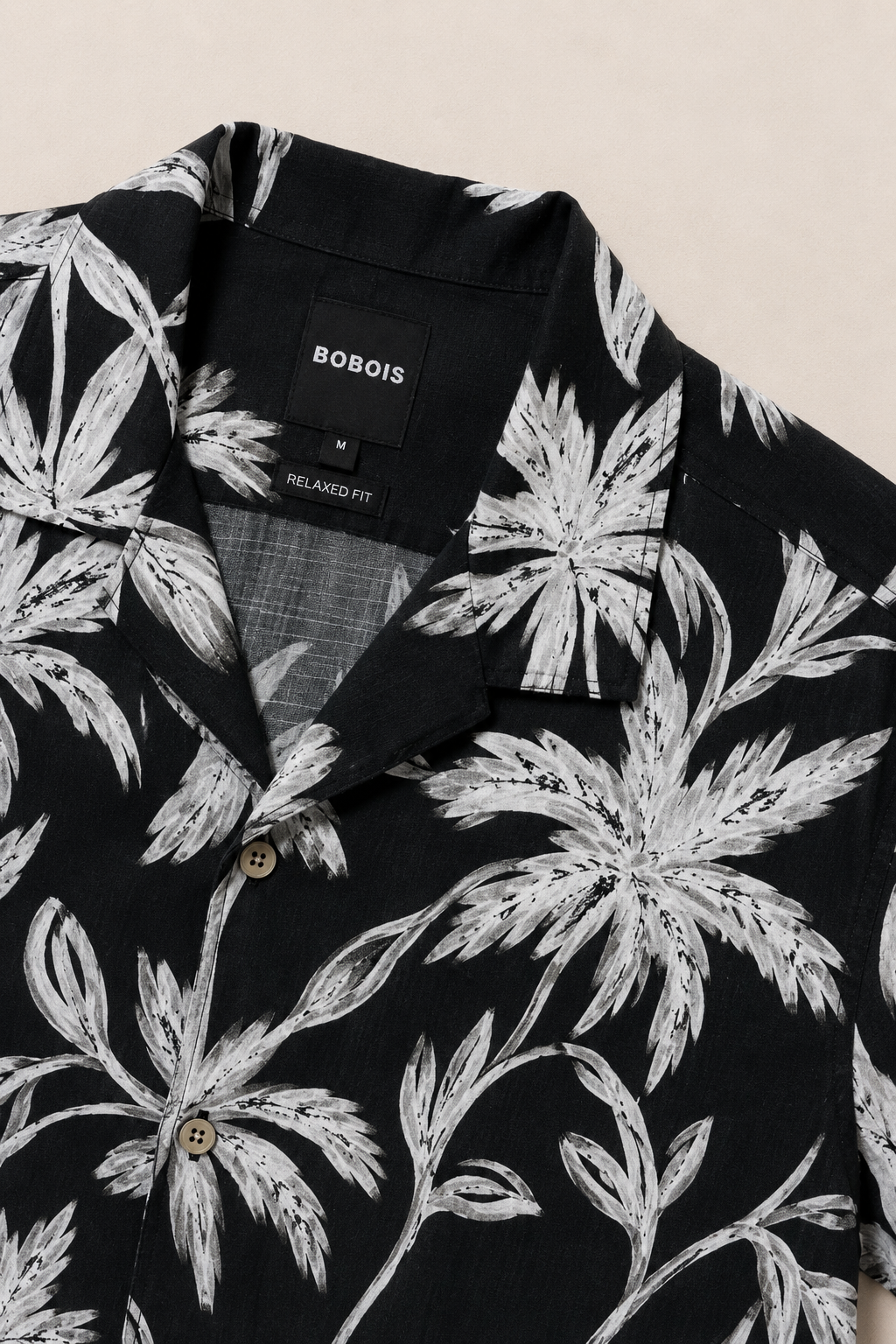 Camisas Para Hombre Manga Corta Hawaiana Fresca B61555 Negro