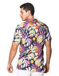 Camisas Para Hombre Bobois Moda Casuales De Manga Corta Cuello Abierto Con Estampado Tropical Relaxed Fit B41581 Marino