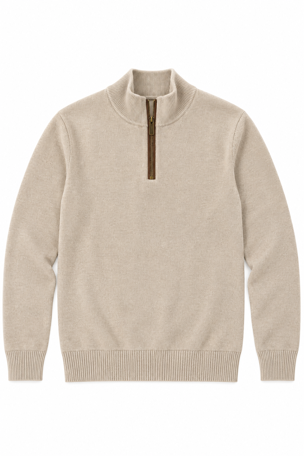 Suéteres Para Hombre Cuello Alto y Cremallera De Punto Fino E65302 Beige