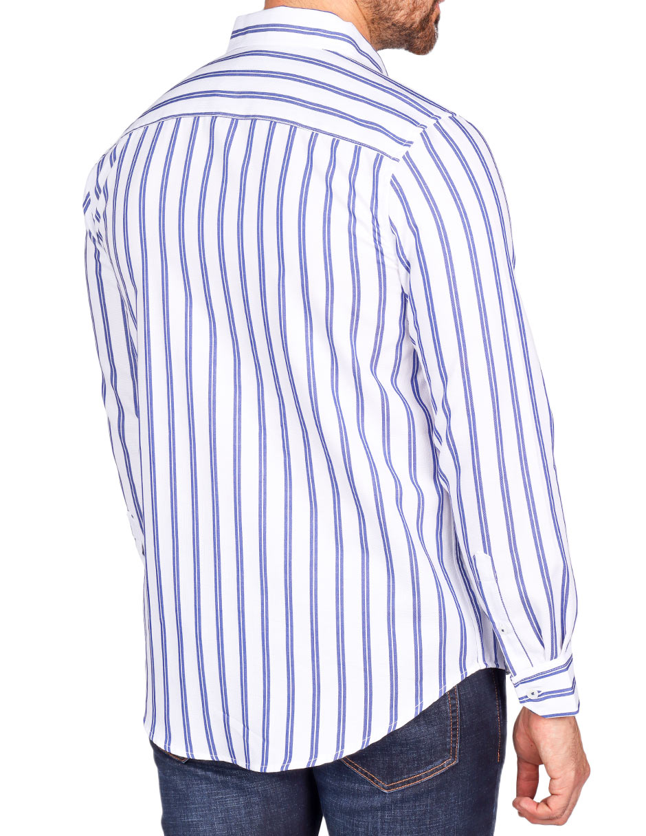 Camisas Para Hombre Regular Fit Dobby B51309 Blanco