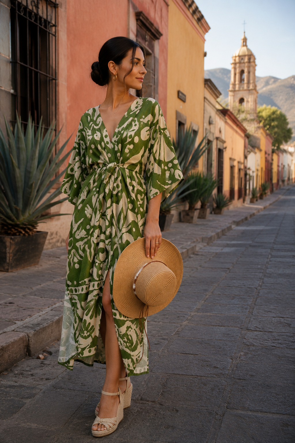 Vestidos Para Mujer Midi Cruzado Con Amarre S61126 Verde