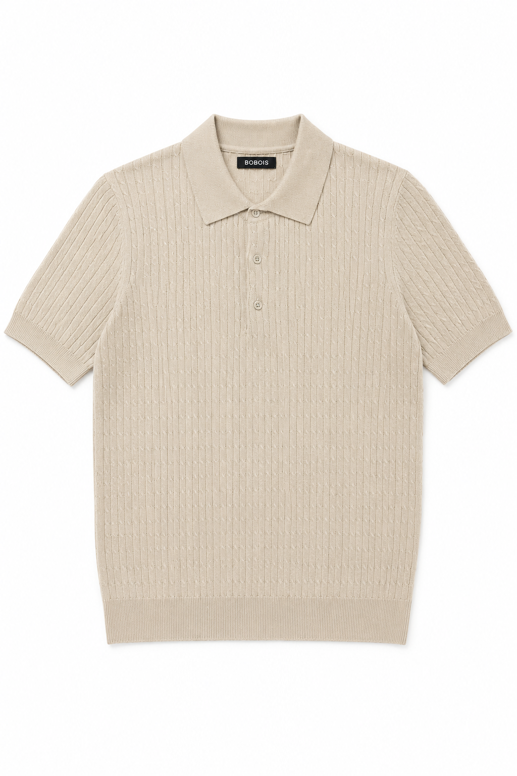Playeras Polo Para Hombre Tejida Punto Acanalada A61454 Beige
