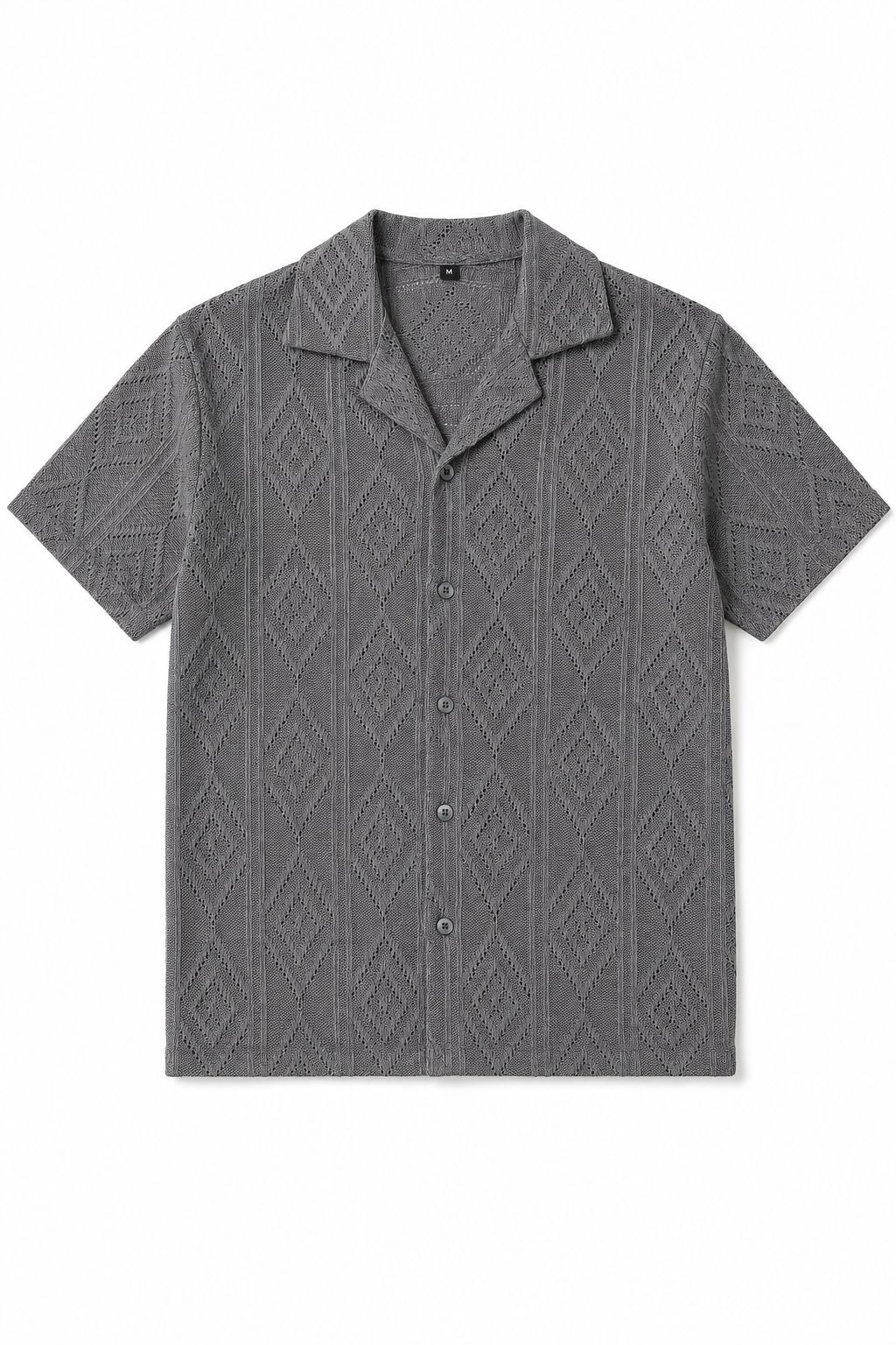 Camisas Para Hombre Tejida con Diseño de Rombos B65455 Gris
