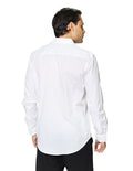 Camisas Para Hombre Manga Larga Micro Cuadros Jackard B45305 Blanco