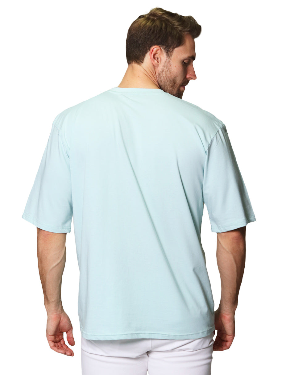 Playeras Para Hombre Oversize Manga Corta Cuello Redondo APCRO Aqua