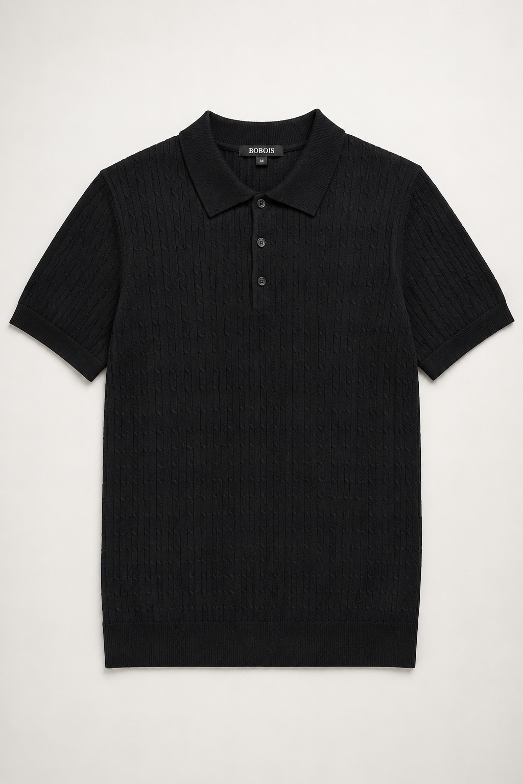 Playeras Polo Para Hombre Tejida Punto Acanalada A61454 Negro