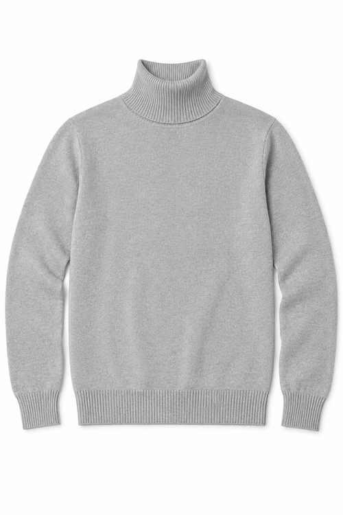 Suéteres Para Hombre Cuello Tortuga De Punto Fino E65303 Gris