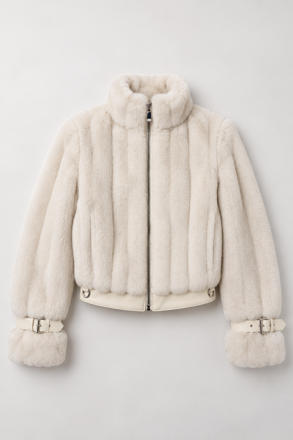 Chamarras Para Mujer Tipo Peluche Puños Ajustables Q43206 Crema
