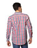 Camisas Para Hombre Bobois Moda Casuales De Manga Larga Con Estampado De Cuadros Regular Fit B35218 Rojo