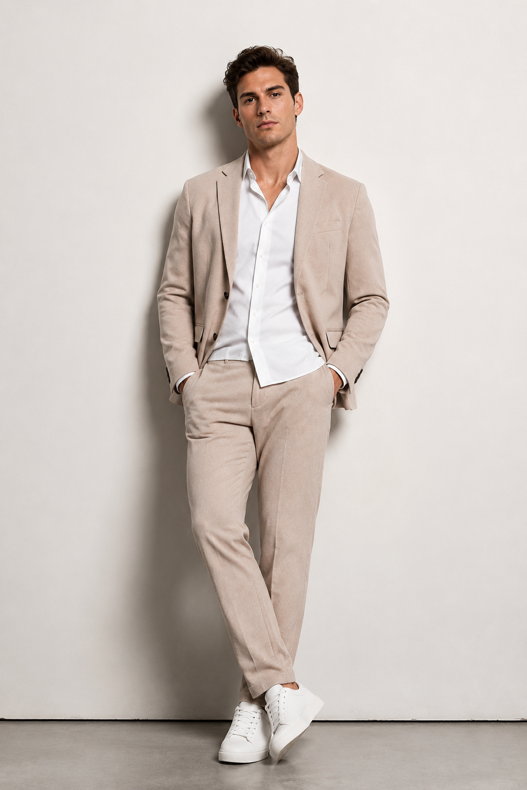 Sacos Para Hombre Liso De Punto FFILATY Beige