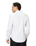 Camisas Para Hombre Manga Larga Lisa Satinada B45310 Blanco