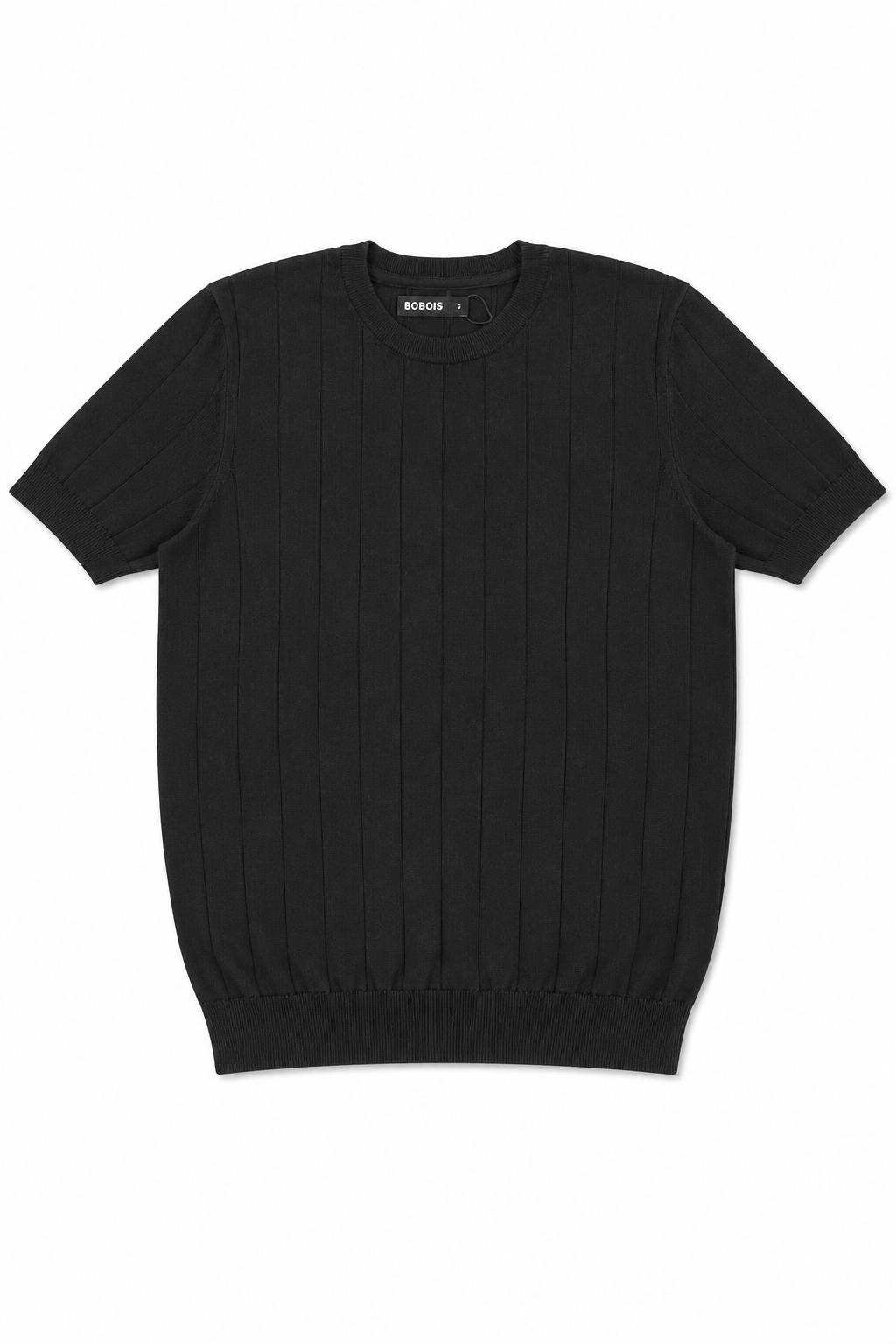 Playeras Para Hombre de Punto Tejida Acanalada A61452 Negro