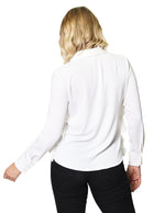 Blusas Para Mujer Camisera Satinada Con Olanes N43122 Hueso