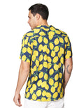 Camisas Para Hombre Bobois Moda Casuales De Manga Corta Cuello Abierto Con Estampado De Limones Relaxed Fit B41582 Lima