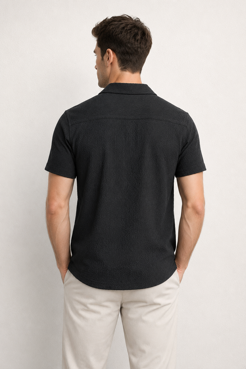 Camisa para Hombre Manga Corta Super Stretch Antiarrugas B61452 Negro