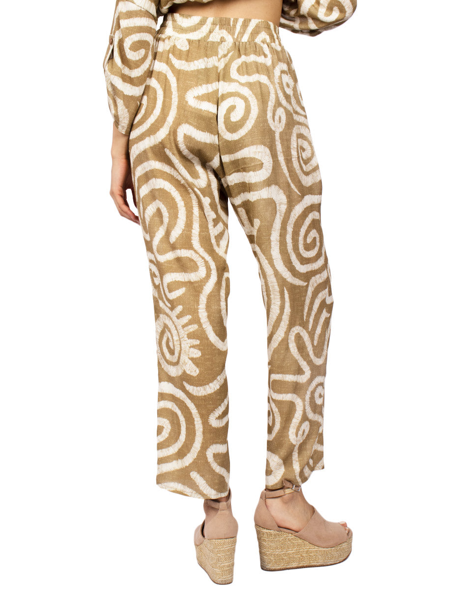 Pantalones Para Mujer Ligero Con Jareta W51123 Camel