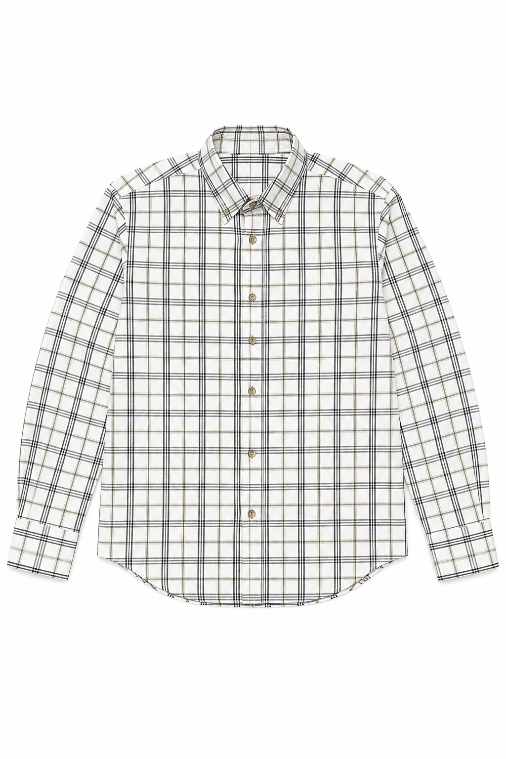 Camisas Para Hombre Manga Larga Cuadros Multicolor B61106 Blanco