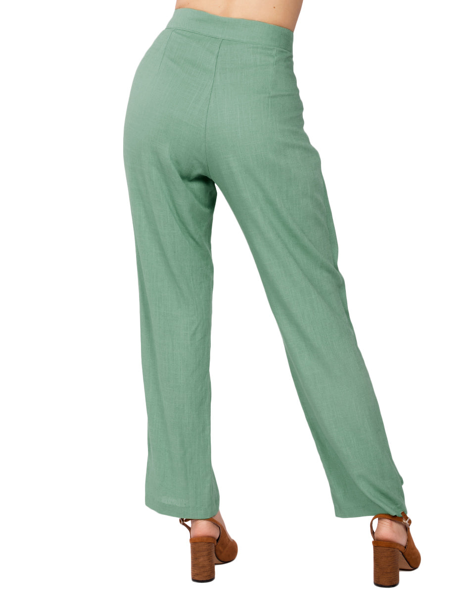 Pantalones Para Mujer Tipo Lino Asimetrico W51113 Sage