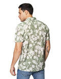 Camisas Para Hombre Bobois Moda Casuales De Manga Corta Comoda Con Estampado Floral Cuello Abierto Relaxed Fit B41588 Eucalipto