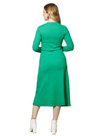 Vestidos Para Mujer Manga Larga Acanalado Con Jareta S43133 Verde