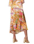 Faldas Para Mujer Bobois Moda Casuales Midi Larga Estampada Floral Satinada Asimetrica X31103 Unico