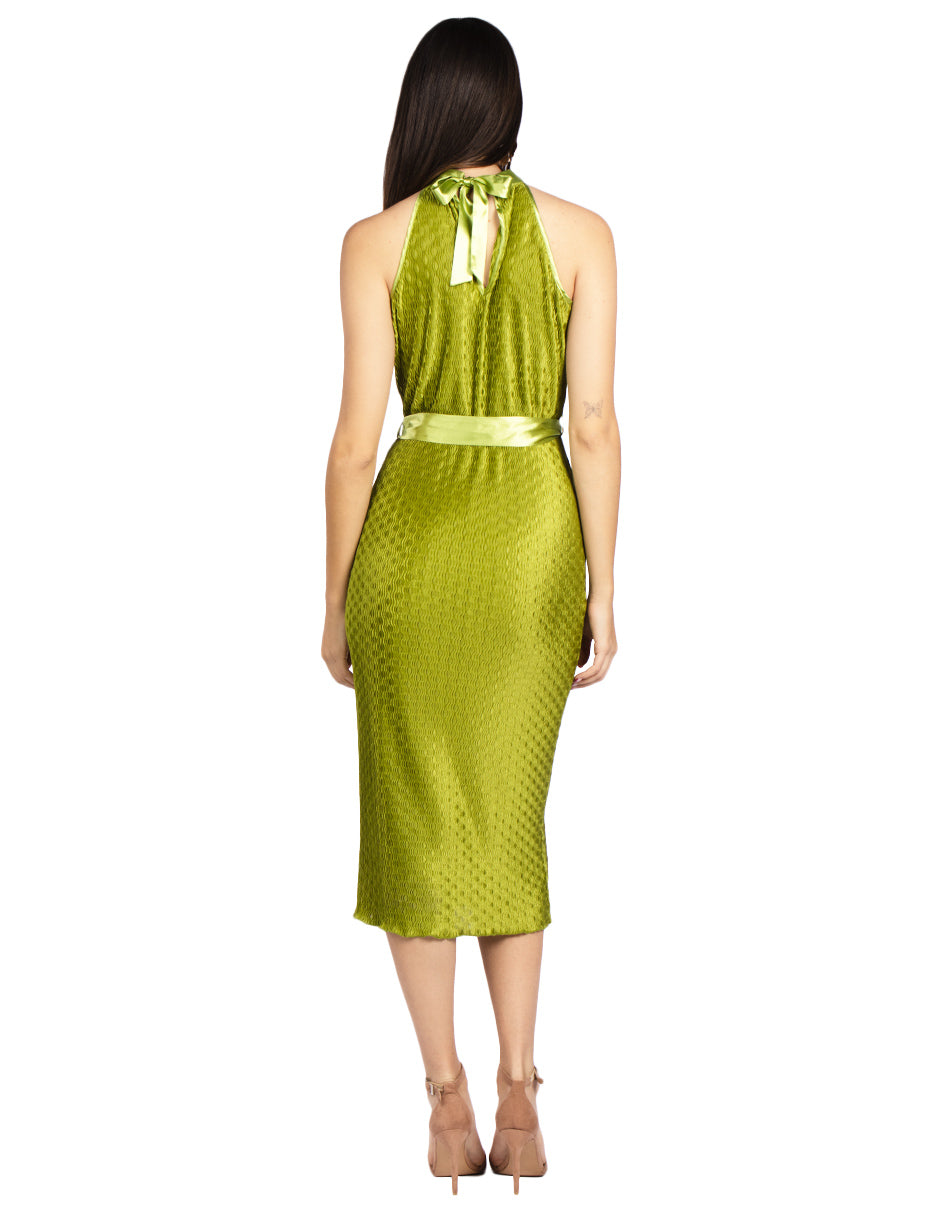Vestidos Para Mujer Halter Midi Corrugado S51111 Olivo